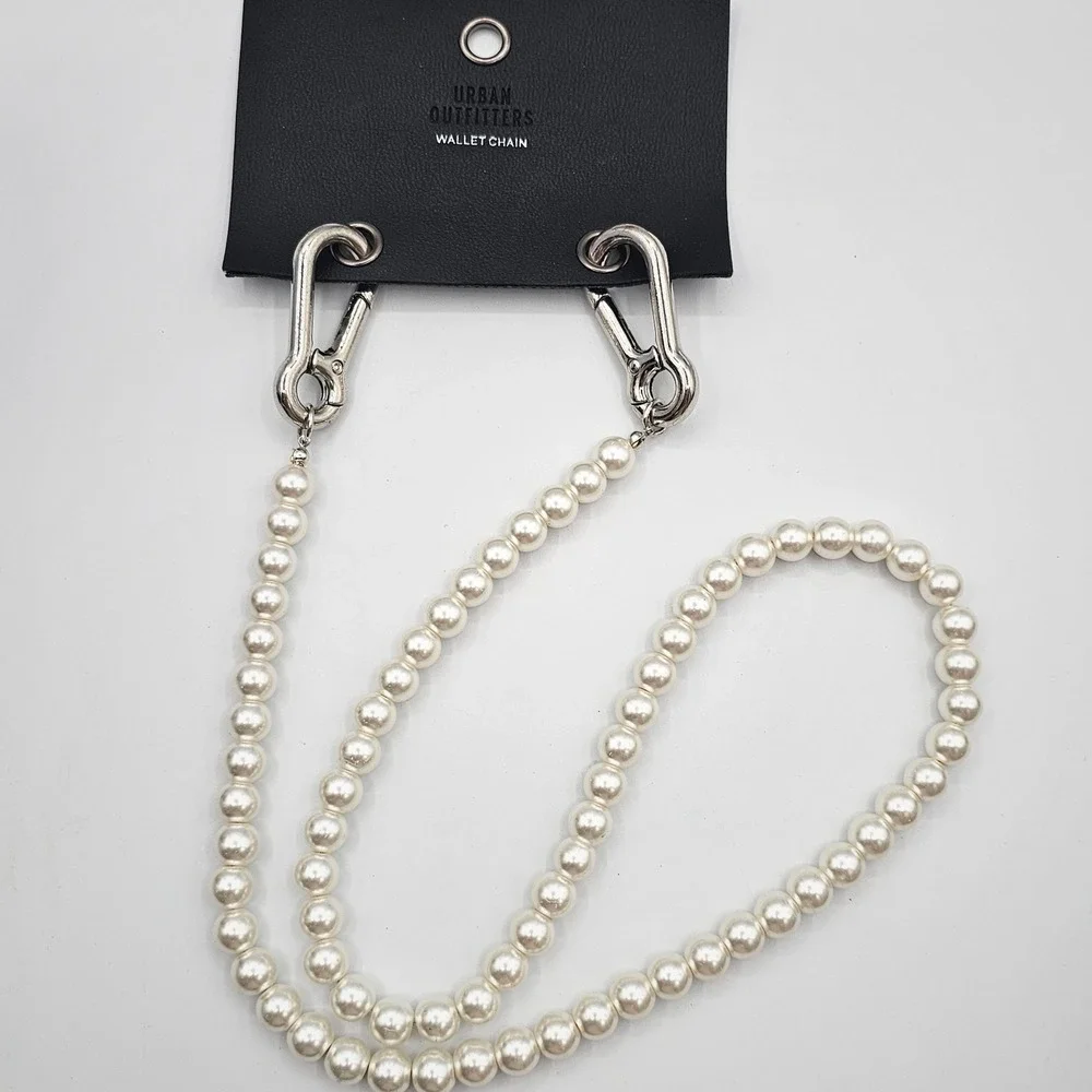 Unisex Faux Pearl Wallet Chain Hip Hop Style Casual Jean Pants Accessory 30